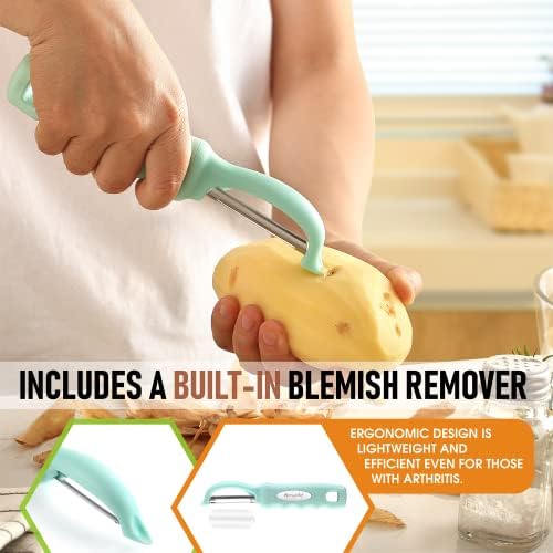 Spring Chef Swivel Vegetable Peeler w/Soft Grip Handle, Set of 2, Mint