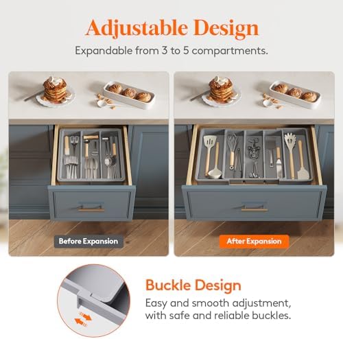 Lifewit Utensil Organizer for Kitchen Drawers, Expandable Utensil Tray