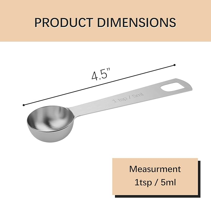 2PCS 1tsp Single Measuring Spoon, Stainless Steel Individual Teaspoons Only - Image 2