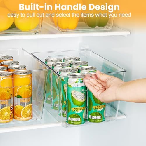 YIHONG 12 Pack Clear Storage Bins, Pantry Organizer Bins with Handle, Large