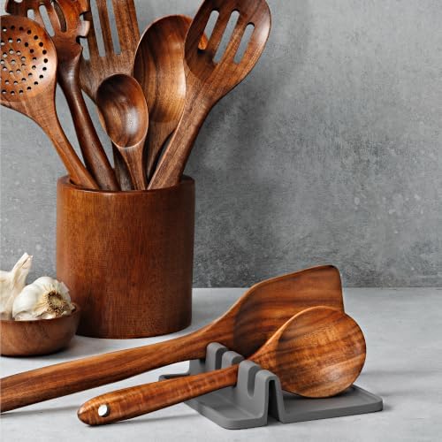 Zulay Silicone Utensil Rest - BPA-Free, Durable Spoon Rest with Drip Pad - Heat-Resistant Spoon Rest for Stove Top - Spoon Rest for Kitchen Counter - Kitchen Gadgets & Kitchen Utensils Holder - 2 Pack