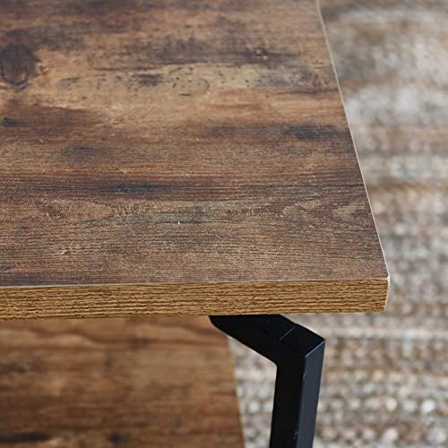 Household Essentials Rustic Hickory Wood & Black Iron Four-Tier Bookshelf