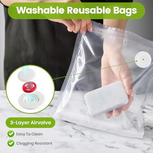 FEPPO Vacuum Sealer Bags for Food, 15 PCS 8.3"×8.7" & 15 PCS 10.2"×11" Bags