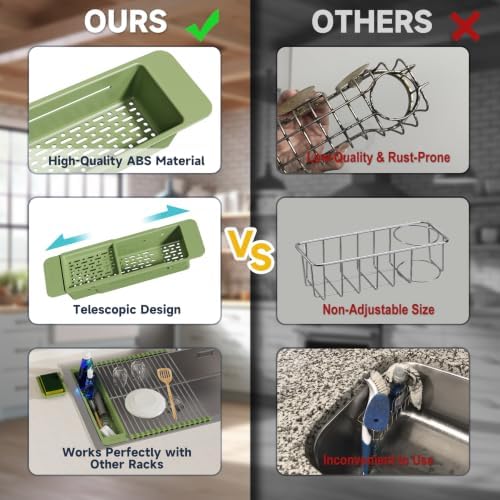 NiHome Extendable Sink Caddy, Small Telescopic Kitchen Brush Holder