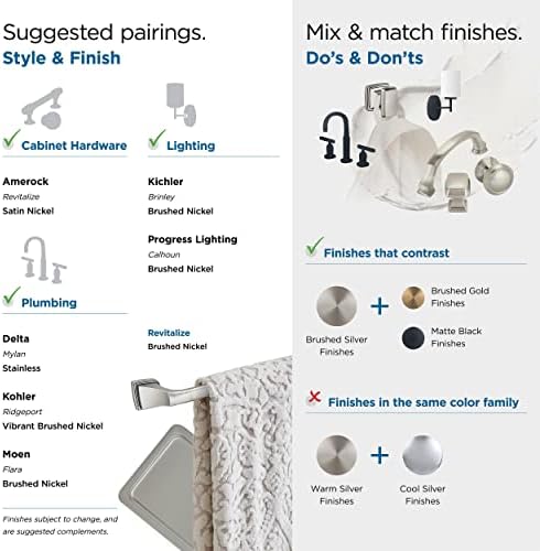 Amerock BH36033G10 | Brushed Nickel Towel Bar | 18 inch (457 mm) Center-to-Center Towel Rack | Revitalize | Bathroom Towel Holder | Bathroom Hardware | Bath Accessories