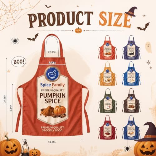8 Pcs Funny Spice Group Halloween Costume Aprons for Adults