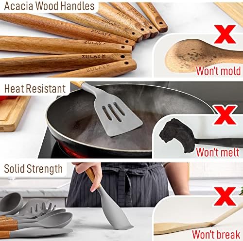 Zulay Kitchen 8 Piece Silicone Utensil Set