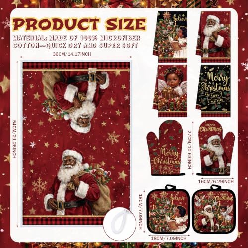 SiliFine 12 Pcs Black Santa Christmas Kitchen Accessories Set