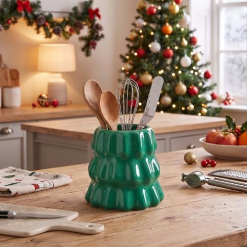 Yungyan Ceramic Christmas Tree Shaped Utensil Holder Kitchen Accessories