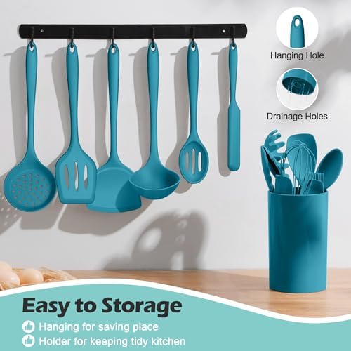 Homikit Silicone Cooking Utensils Set, 15 PCS Kitchen Utensil Spatula Set