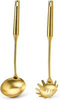 Gold Soup Ladle and Spaghetti Spoon Set by Mamajardin