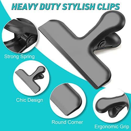 Funfery Chip Clips Bag Clips Black Stainless Steel Clip for Food Packages