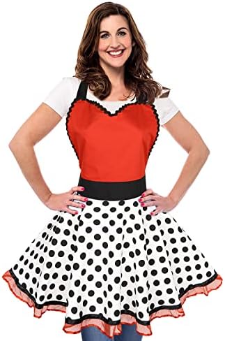 Violet Mist Cute Lovely Retro Aprons for Women Girl Ladies Sexy Sweetheart Vintage Aprons 50s PolkaDot Vintage Christmas Apron kawaii Cooking Kitchen Ruffle Witch Apron Housewife Waitress Mothers Gift