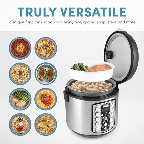 Aroma Housewares Professional Plus ARC-5000SB 20 Cup (Cooked) Digital Rice Cooker, Food Steamer, Slow Cooker, Stainless Exterior/Nonstick Pot, Silver, Black, 10-cup uncooked/20-cup cooked/4QT