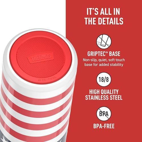 THERMOS ICON SERIES, Stainless Steel Water Bottle with Spout - 24 Ounce, American Flag - Vacuum Insulated Water Bottle with Lid