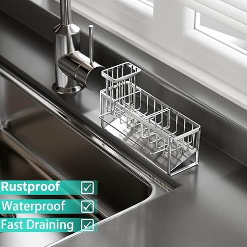 HapiRm Sponge Holder for Kitchen Sink - Self-draining Rustproof Organizer