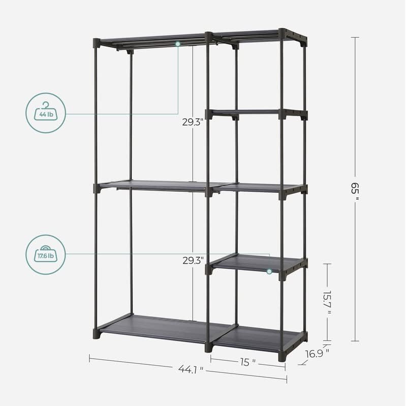 SONGMICS Portable Closet, Freestanding Closet Organizer, Clothes Rack