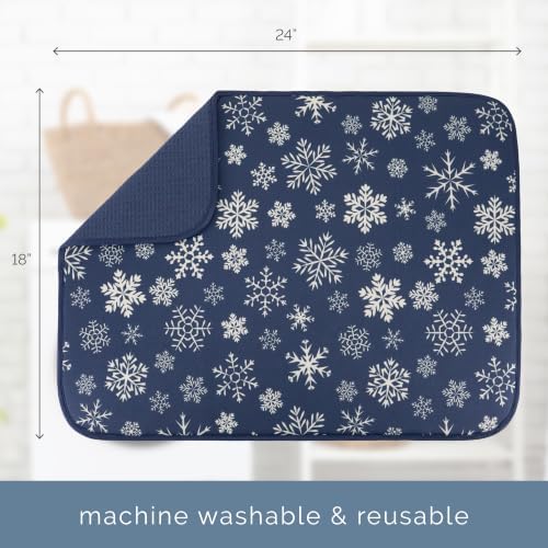 S&T INC. Dish Drying Mat, 18" x 24", XL, Blue Snowflakes