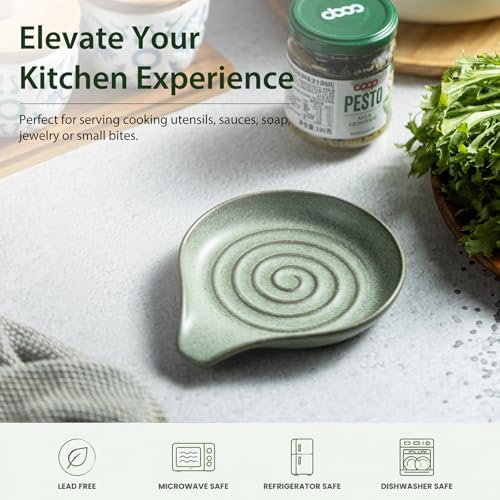 LAUCHUH Spoon Rest for Stove Top,Ceramic Spoon Holder, Kitchen Ladle Holder