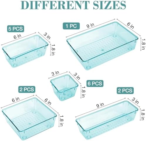 16 PCS Drawer Organizer Set, 5 Size Bathroom and kitchen organizer Trays