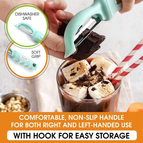 Spring Chef Swivel Vegetable Peeler for Kitchen w/Soft Grip Handle, Mint