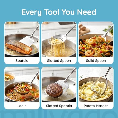 Millvado Solid Turner Metal Spatula, Stainless Steel - 15 In. Utensil Tool