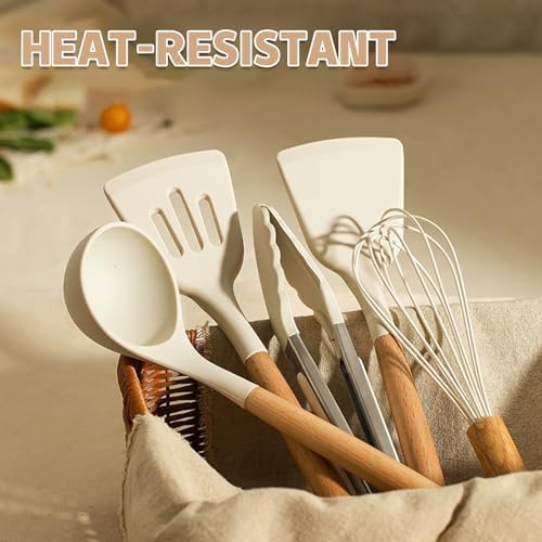 Umite Chef Kitchen Cooking Utensils Set, Cream White, 33 pcs