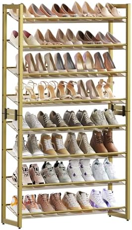 SONGMICS Metal Shoe Rack, 8-Tier Shoe Orgainzer, Holds 32-40 Pairs
