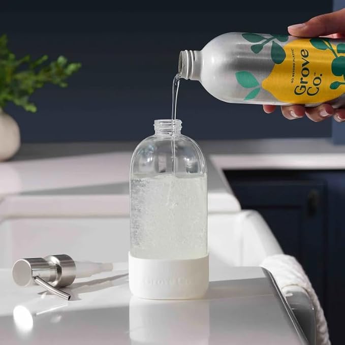 Grove Co. Dish Soap Refill, 1 x 16 fl oz Refill, Orange & Rosemary | Plastic-Free; Removes Stuck on Food; USDA Biobased; 98% plant-based ingredients; Natural Fragrance