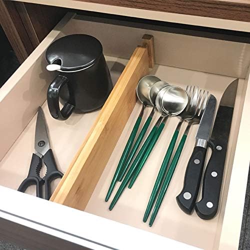 VaeFae 12-Pack Adjustable Bamboo Drawer Dividers, Expandable Drawer Organizer for Kitchen Utensils, Clothes, Bathroom, Office – Fits Drawer Interiors 16.6" to 21.8"