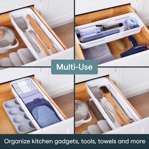 YouCopia DrawerFit® Sliding Drawer Bin, Expandable and Adjustable Kitchen Storage Organizer, Speckled White