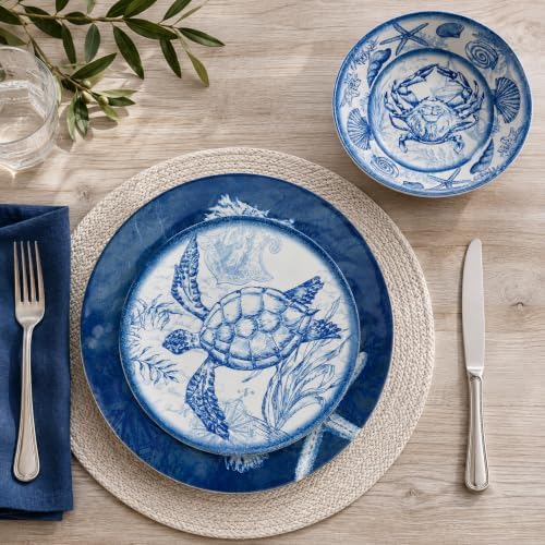 Certified International Oceanic 12 piece Melamine Dinnerware Set, Service for 4, Multi Colored
