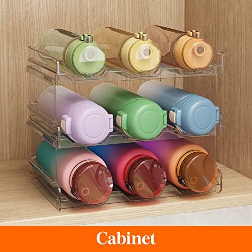 Lifewit Stackable Water Bottle Organizer for Cabinet, Clear Tumbler Holder