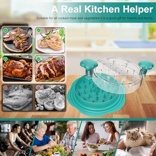 Chicken Shredder Tool Twist Large Meat Shredder with Brush&Fork, Teal