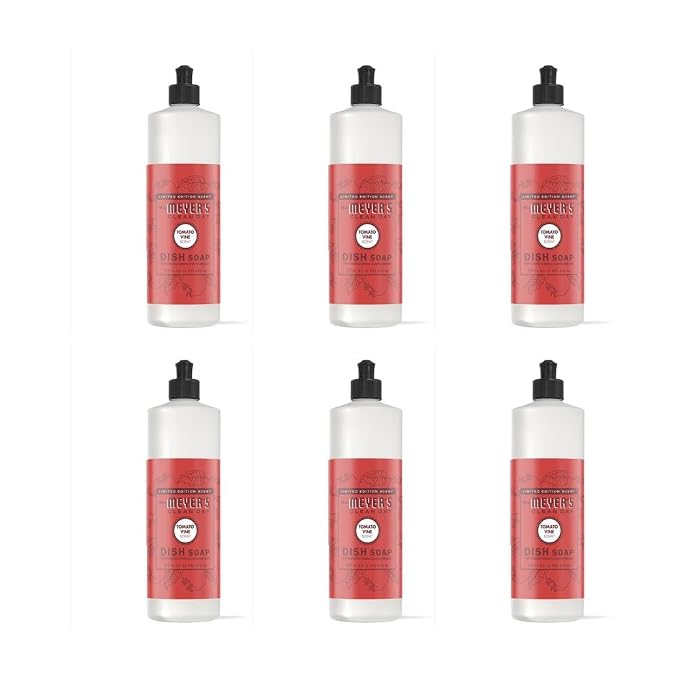 [6 Pack] Clean Day Tomato Vine Scent Liquid Dish Soap 16 oz 1 pk with Sponge - Grease-Cutting Dish Soap - Liquid Dish Soap, Dishwashing Liquid, Dish Detergent