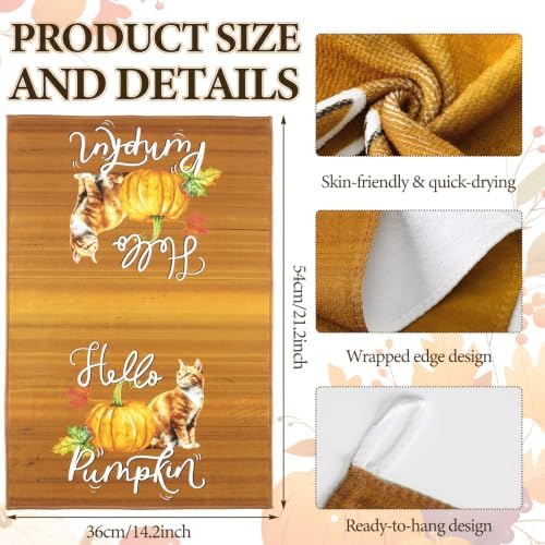 Silifine 12 Pcs Fall Pumpkin Cat Pot Holders Oven Mitts Kitchen Towels Set