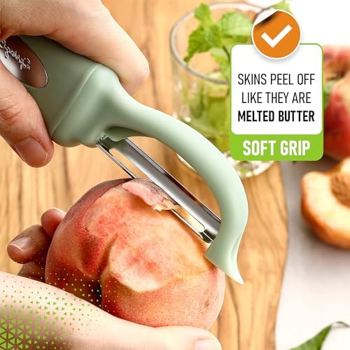 Spring Chef Swivel Vegetable Peeler with Ergonomic Handle, Pistachio