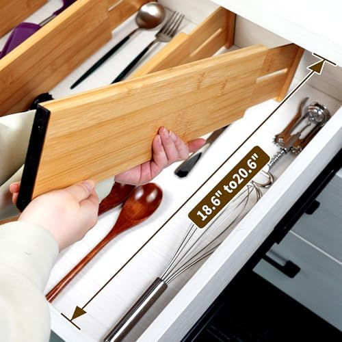 Utoplike Bamboo Drawer Dividers Large, 4" High Kitchen Drawers Organizer