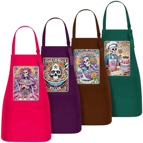 4 Pcs Halloween Aprons with Pockets for Men Women