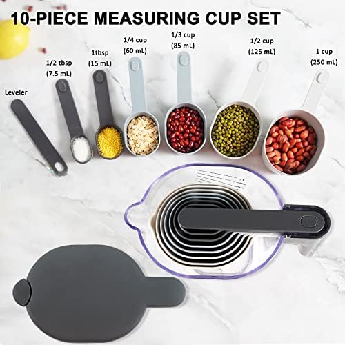 Stackable 10-Piece Measuring Cups and Spoons Set with Lids