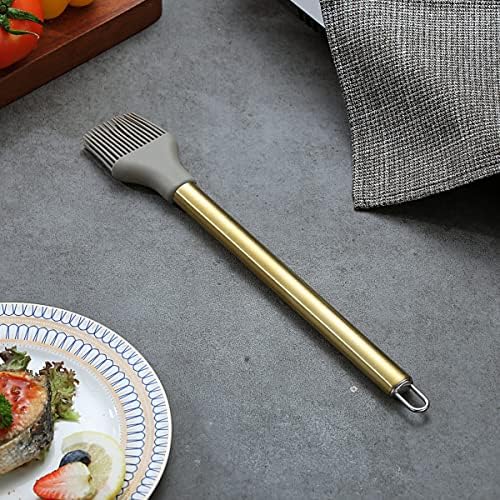 Gold Basting Brush, Berglander Non-stick Silicone Kitchen Brush For Cooking With Titanium Gold Plating Handle, Barbeque Brush, Pastry Brush, BBQ Brush, Dishwasher Safe, Easy to Clean