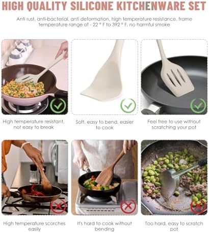 Khaki Kitchen Utensils Set-12 Pieces Silicone Cooking Utensils Set