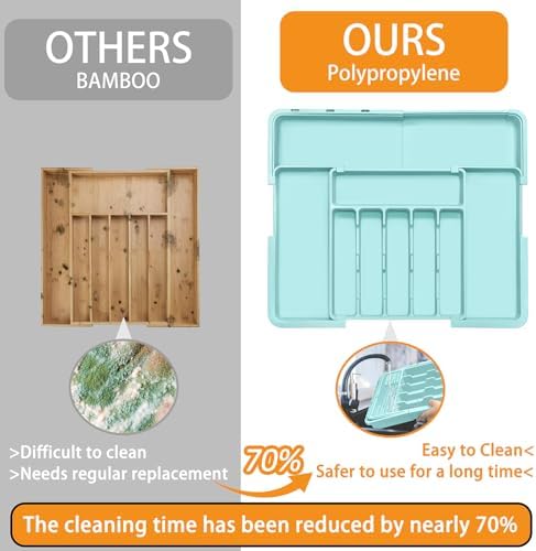 Homecor Silverware Organizer - Expandable Large Kitchen Drawer Organizer