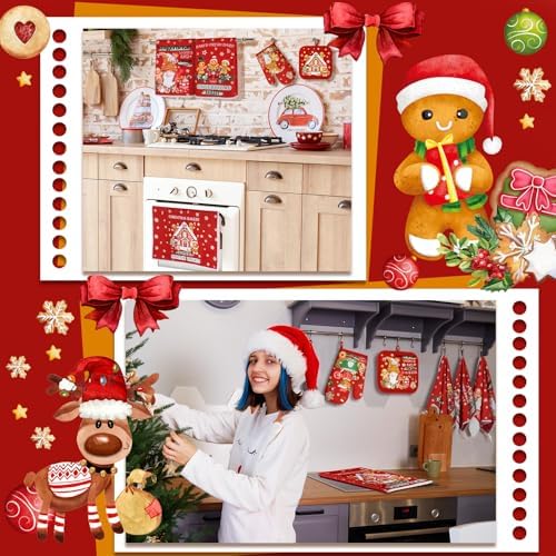 SiliFine 12 Pcs Christmas Kitchen Accessories Set Gingerbread Style