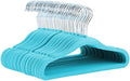 Amazon Basics Kids Space Saving Velvet Non-Slip Clothes Hangers with Shoulder Notches for Infant and Toddler, 11.6", Blue, 50-Pack