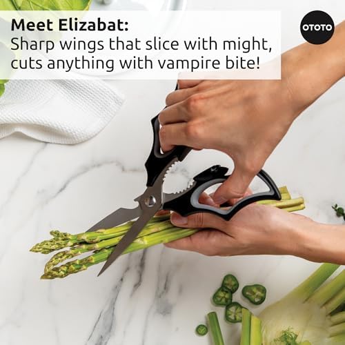 OTOTO Boo-tiful Crew Bundle of Elizabat, Vino, Gracula - Halloween Kitchen Decor Goth Accessories, Cool Kitchen Gadgets, Bat Scissors, Spooky, Witchy Bottle Opener, Garlic Crusher, Spooky Funny Gifts