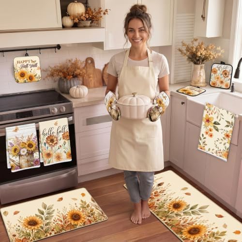 Fall Kitchen Decor Set, 10 Pcs Wildflowers Kitchen Set