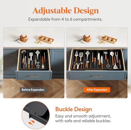 Lifewit Utensil Organizer for Kitchen Drawers, Expandable Utensil Tray
