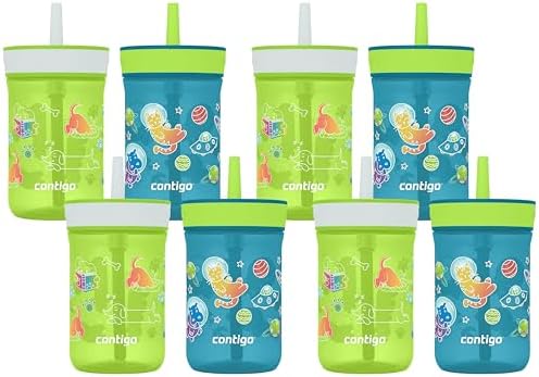 Contigo Kids’ Leighton Straw Tumbler with Spill-Proof Lid, 14 Oz., (Pack of 8)