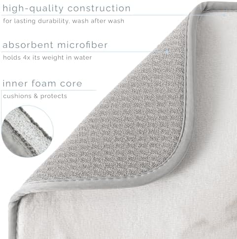 S&T INC. Dish Drying Mat, 18" x 24", XL, Grey Stone